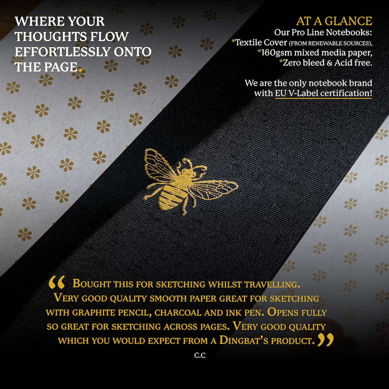 Black & Gold Bee B5 (17.6 x 24.8 cm) with Gift Box