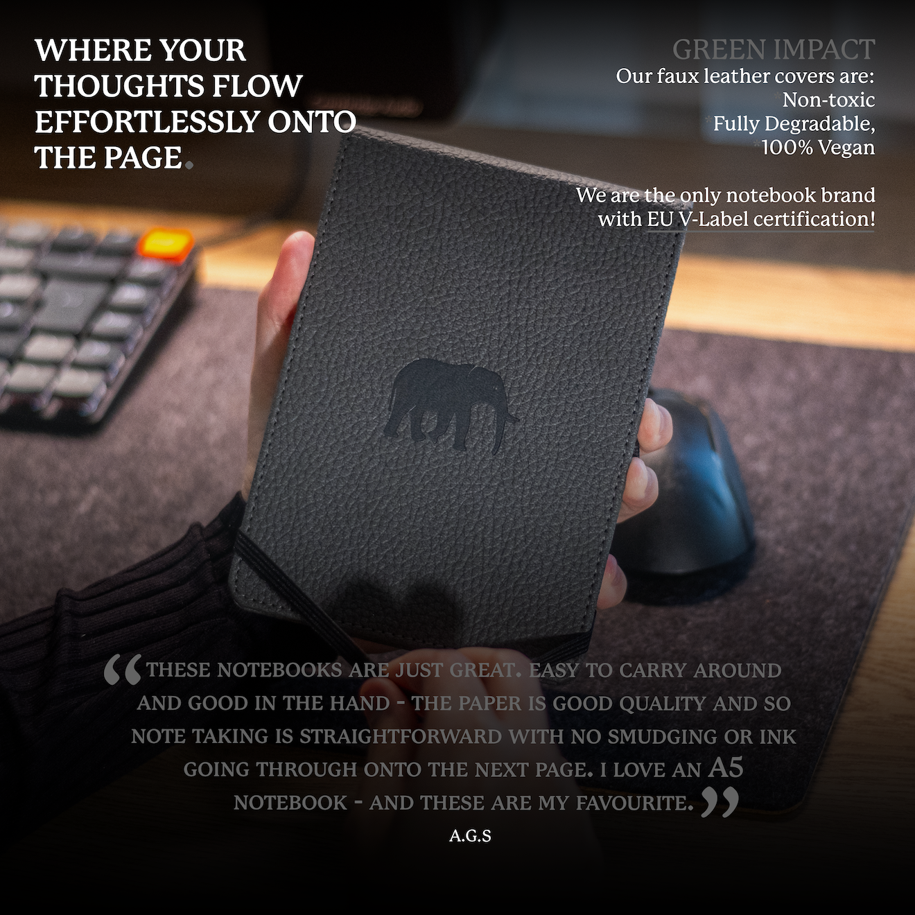 Grey Elephant A6+ Reporter (15.5 x 11 cm)