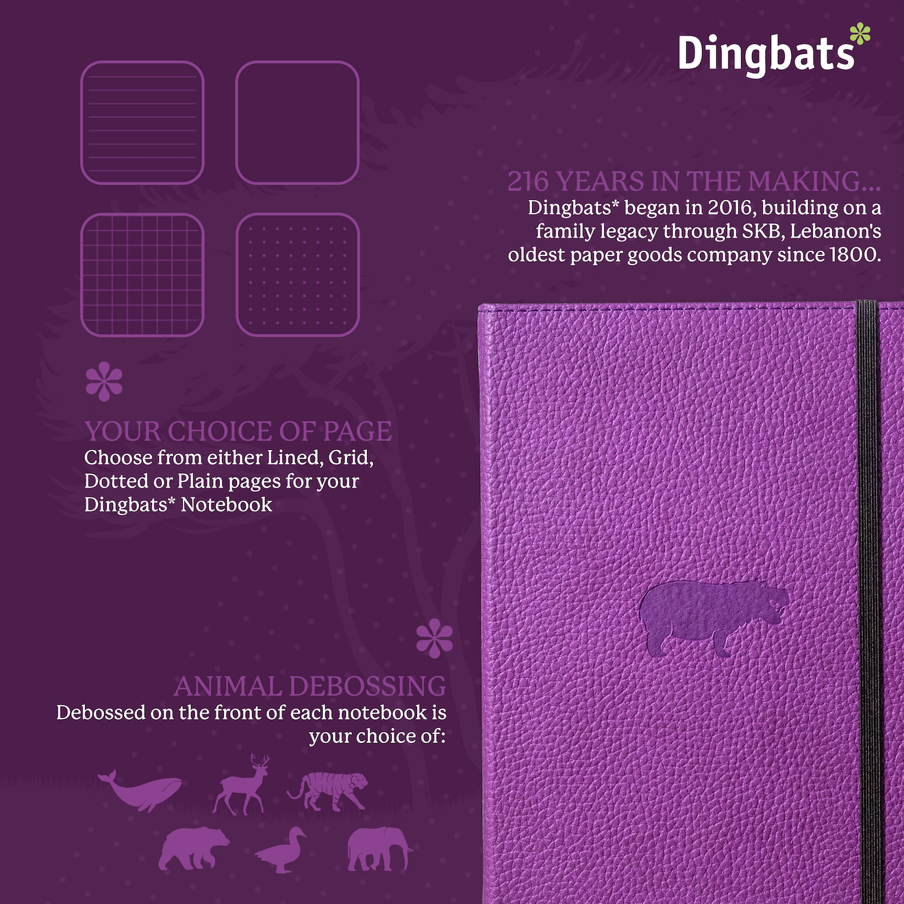Purple Hippo A5+ (15.5 x 21.5 cm)